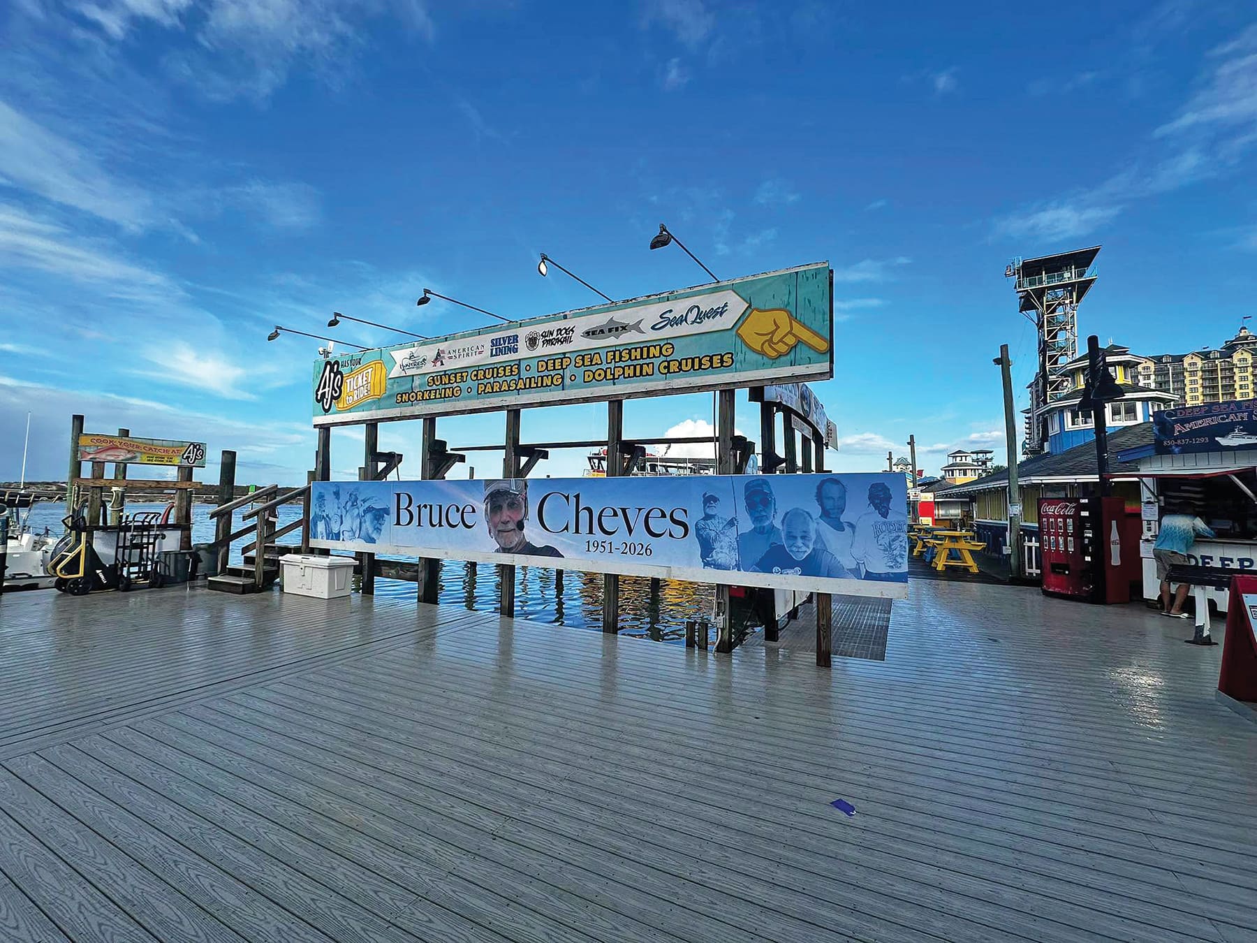 Bruce Cheves AJs Sign at docks